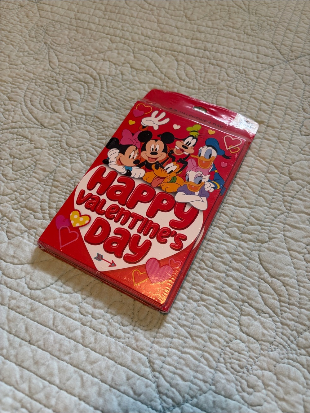 Disney Valentine Cards - Red Pink with Multi-Color Characters